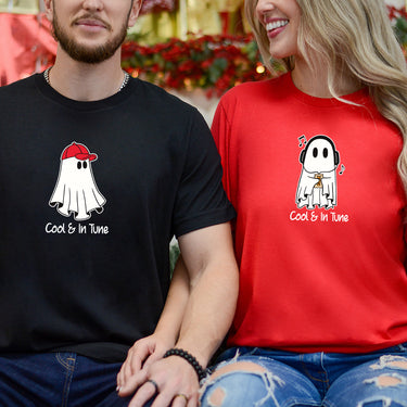 Music & Cap Ghost Matching T-Shirts For Couples